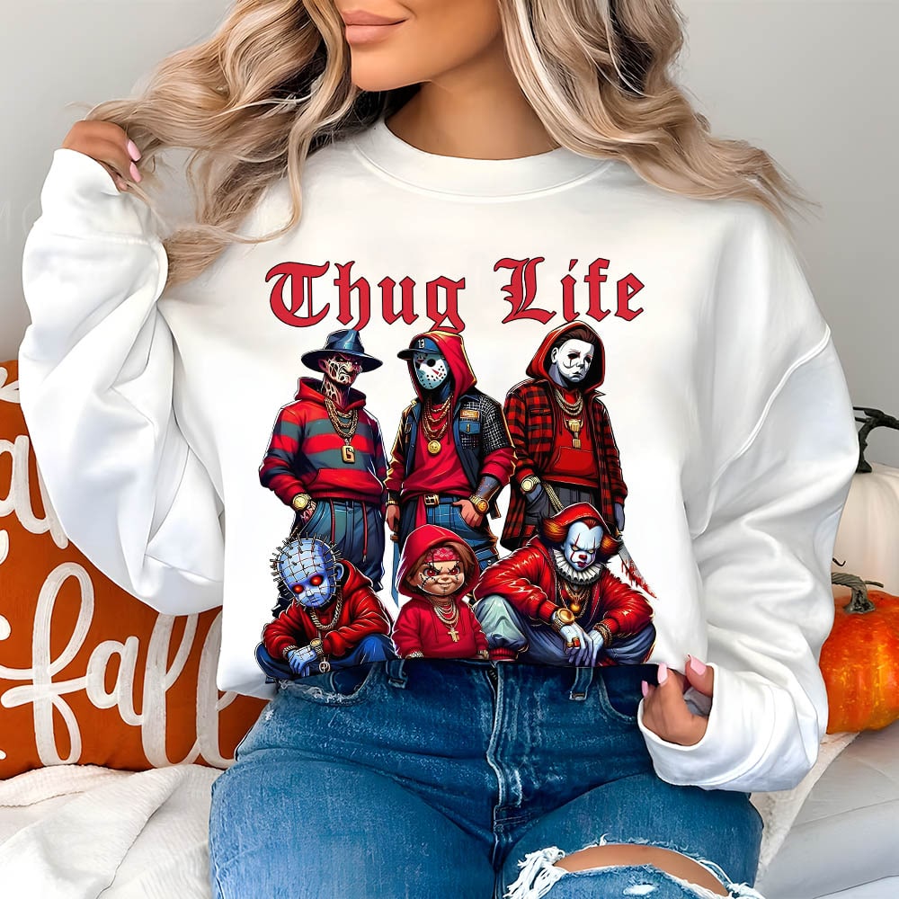 Thug Life Horror Movie Characters Halloween T-Shirt