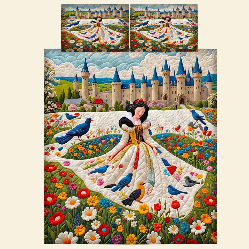 Fantasy Princess Quilt Bed Set - Dreamy Snow White Design Blanket PopCulturePrints