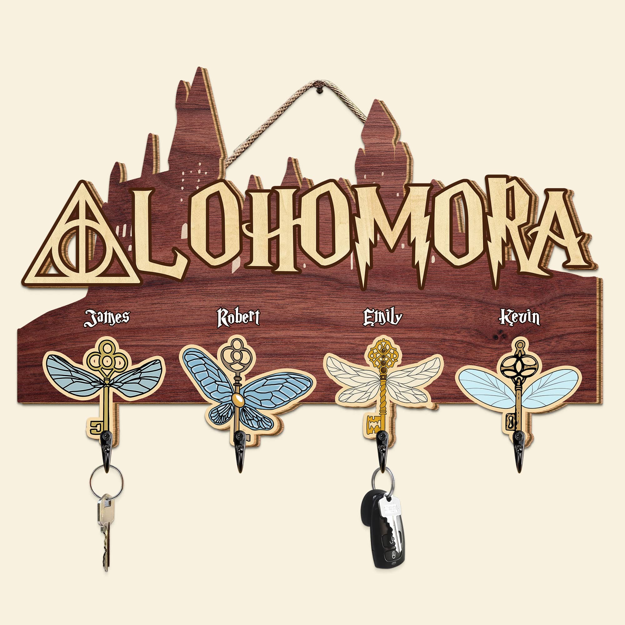 Personalized Harry Potter-Inspired Family Key Hanger - Alohomora Design