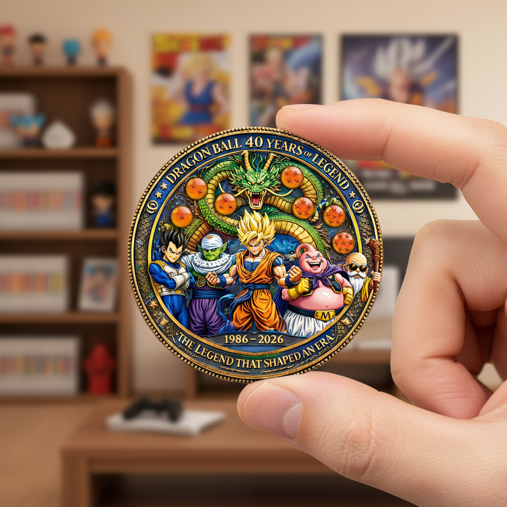 Celebrate 40 Years of Dragon Ball with a Personalized Tribute Metal Coin - Unique Gift for Fans Coin PopCulturePrints