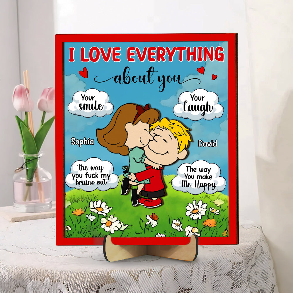 Personalized Couple's Wood Sign - I Love Everything About You Wood Sign PopCulturePrints