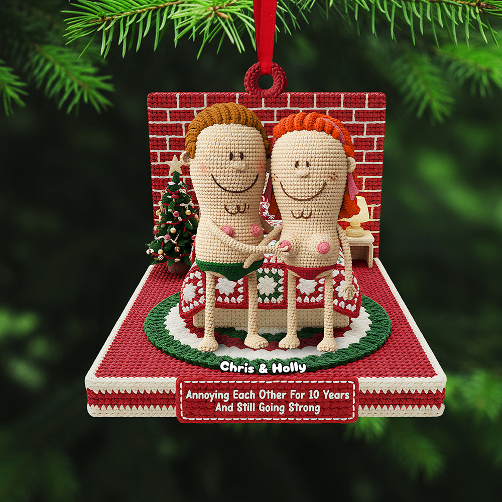 "Annoying Each Other For 10 Years And Still Going Strong" - Personalized Knitting Funny Couple Acrylic Ornament - Gift for Couples, Friends, Family Ornament PopCulturePrints
