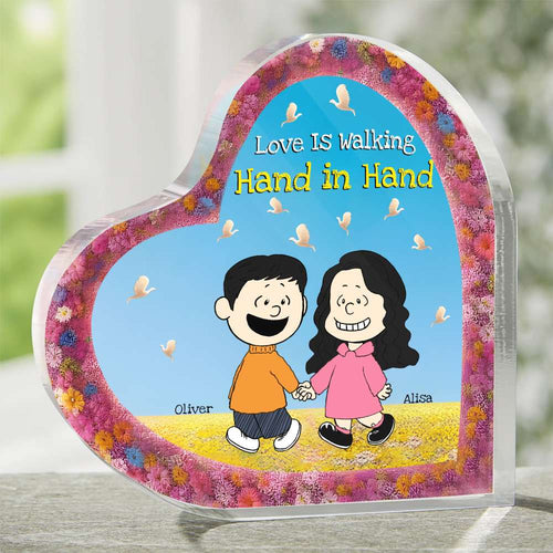 Personalized Heart Plaque for Couples - Love Hand in Hand Shaped Plaques PopCulturePrints