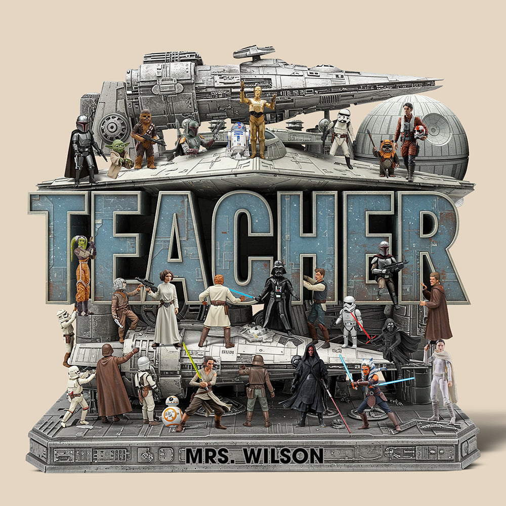 Best Teacher In The Galaxy - Personalized Teacher Acrylic Plaque Shaped Plaques PopCulturePrints