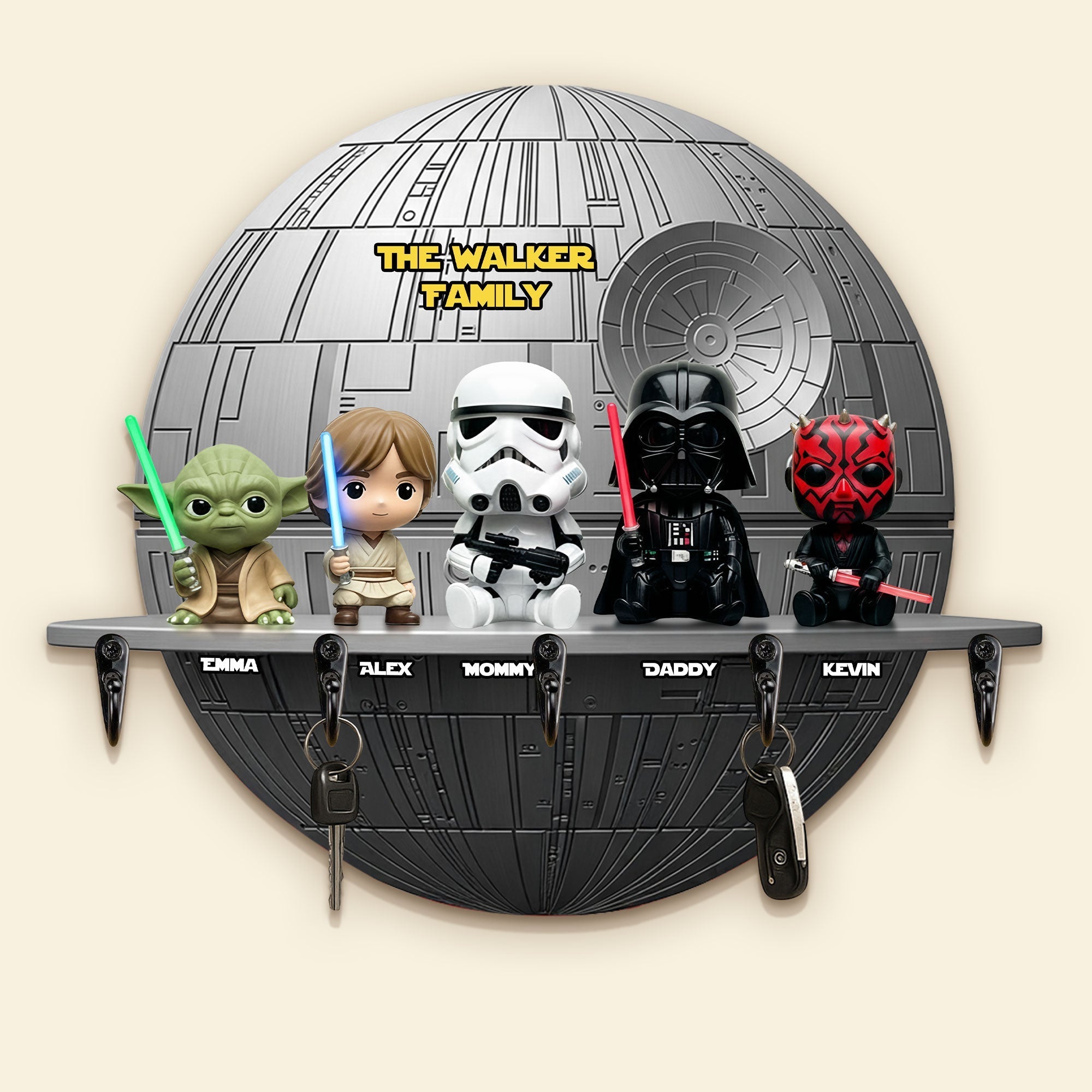 Your Family is Your Galaxy - Personalized Key Hanger For Families Wood Sign PopCulturePrints