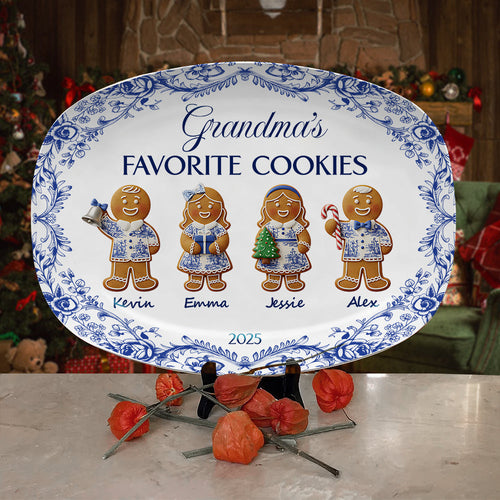 Grandma's Favorite Cookies - Personalized Christmas Gift Plate Plates PopCulturePrints