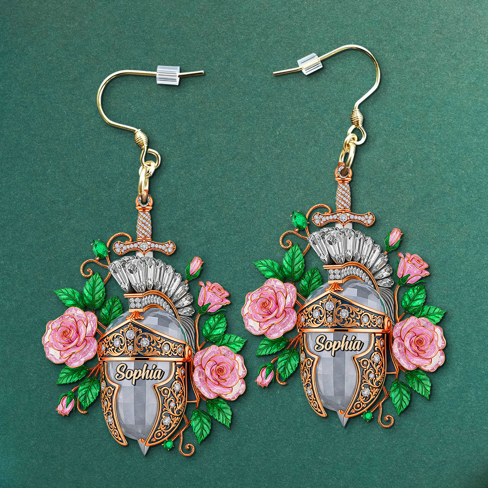 "Embrace Your Inner Warrior: Knight Helmet Aesthetic Earrings - Personalized Gift for Strong Women" Earrings PopCulturePrints