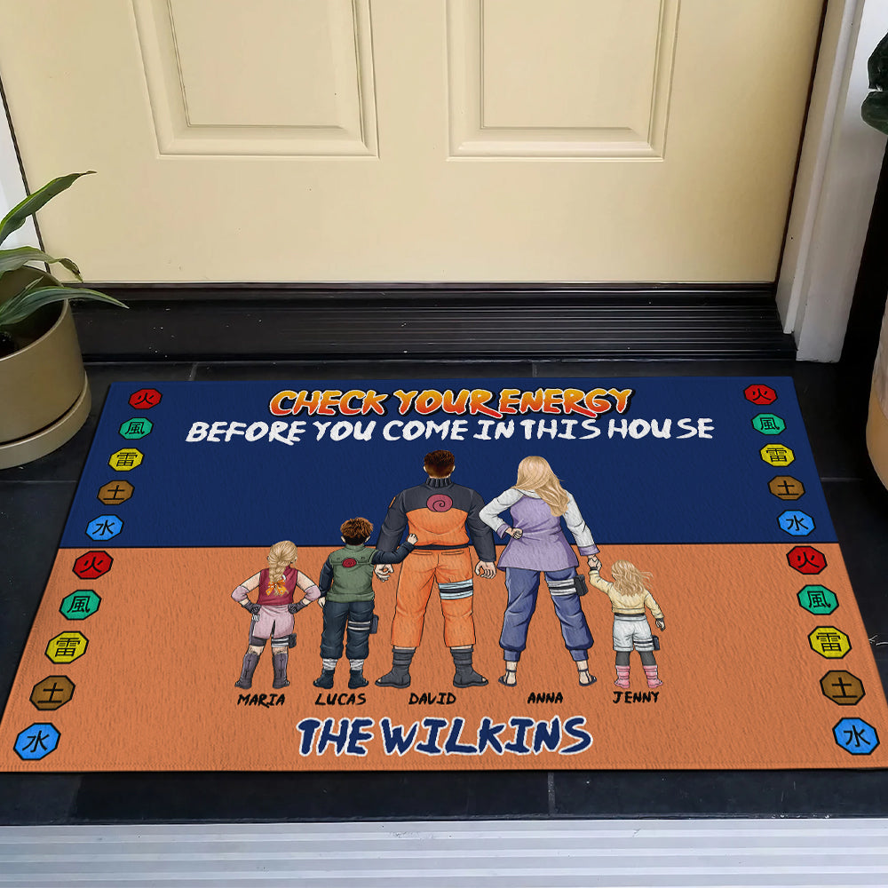 Custom Anime Family Doormat - Check Your Energy Doormat PopCulturePrints