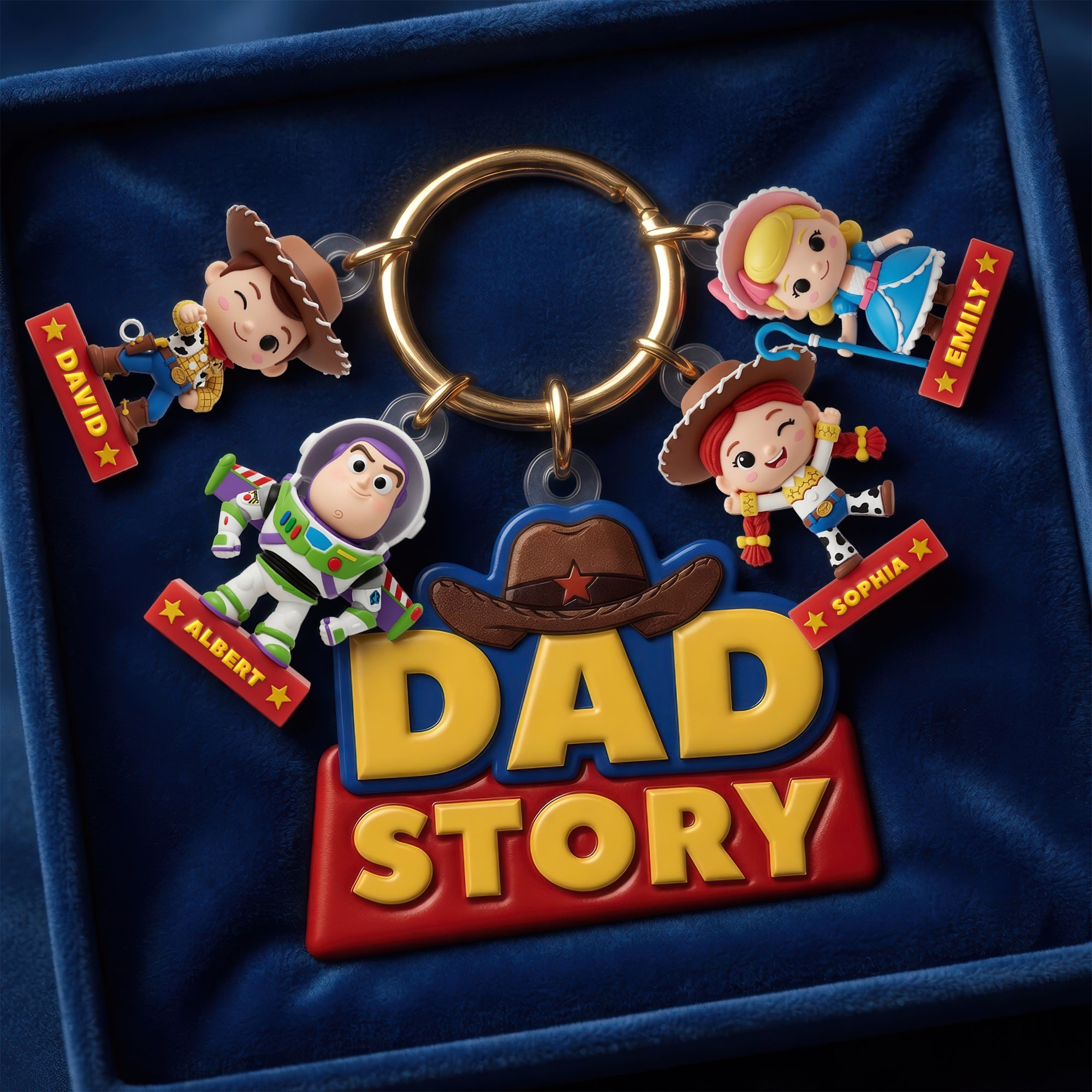 "Dad's Adventure Awaits!" - Personalized Lovely Characters Acrylic Tag Keychain - Gift for Dads, Grandpas, and More Keychains PopCulturePrints