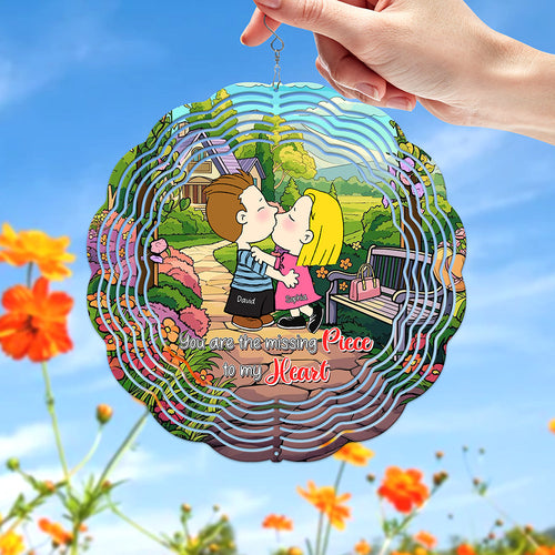 Personalized 3D Wind Spinner - Missing Piece Heart Gift for Couples Ornament PopCulturePrints