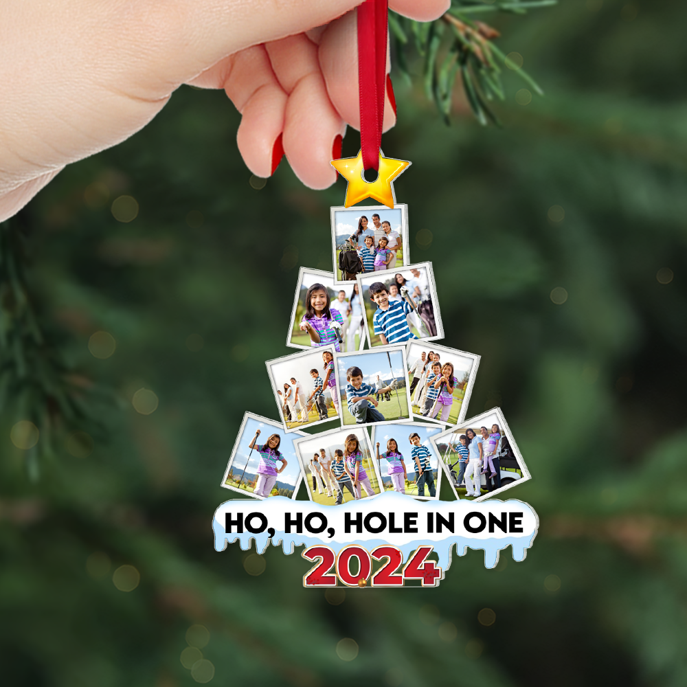 Personalized Golf Photo Acrylic Christmas Ornament - 2024 Ornament PopCulturePrints