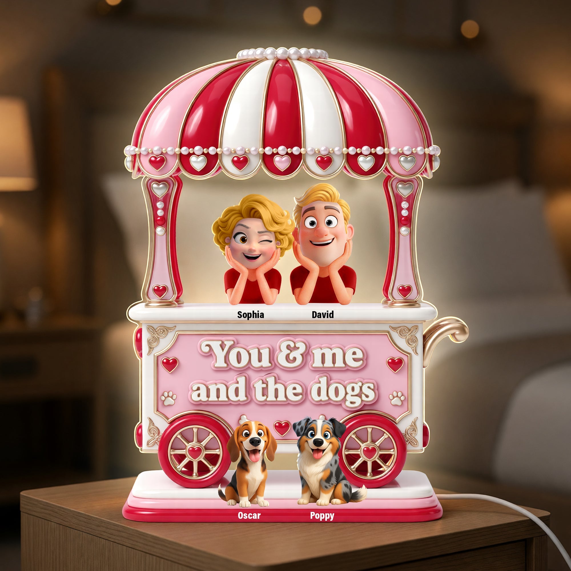 You & Me And The Dogs Light Box - Personalized Gift for Dog Lovers & Couples