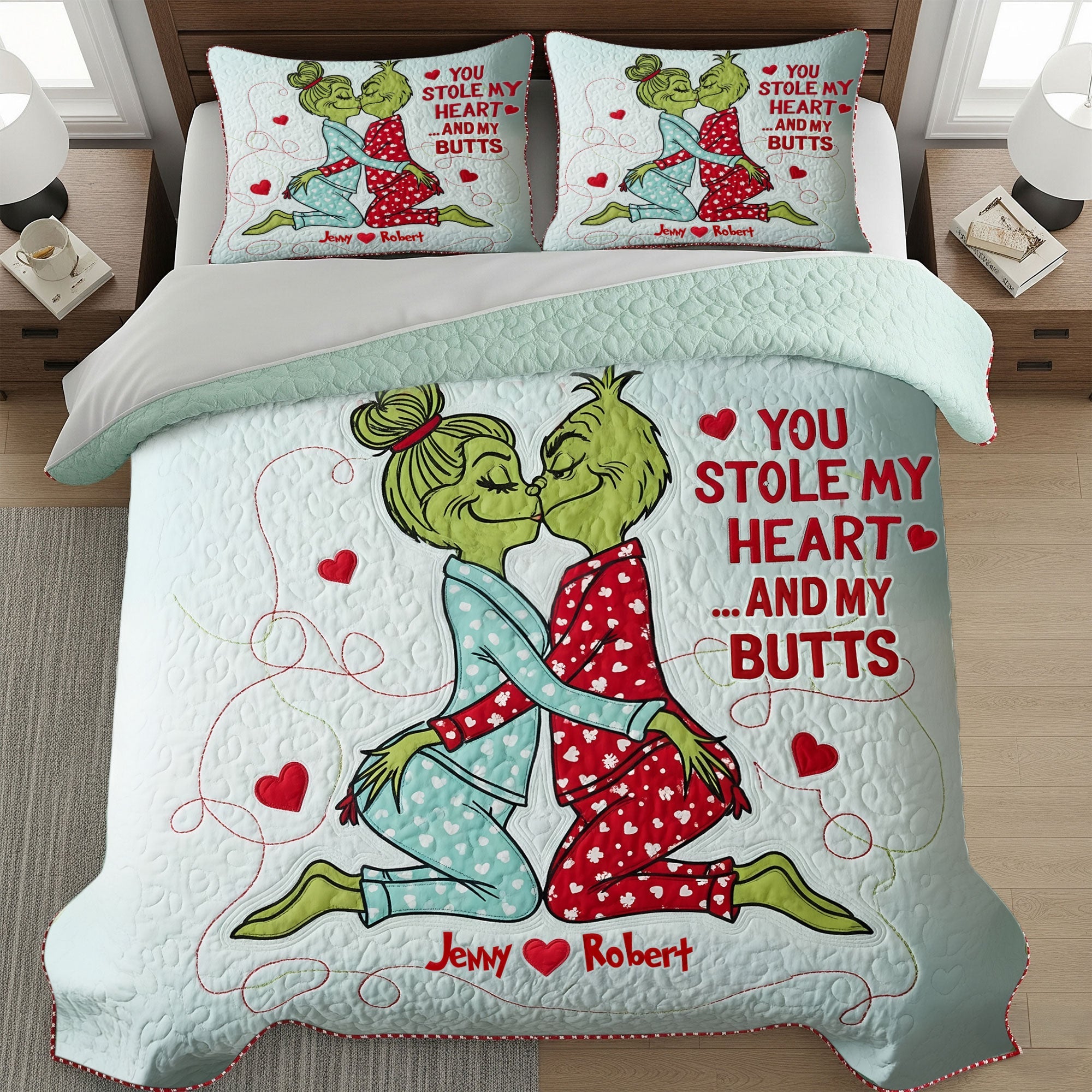 You Stole My Heart ...and My Butts - Humorous Romantic Couple Quilt Bed Set Bedding Set PopCulturePrints