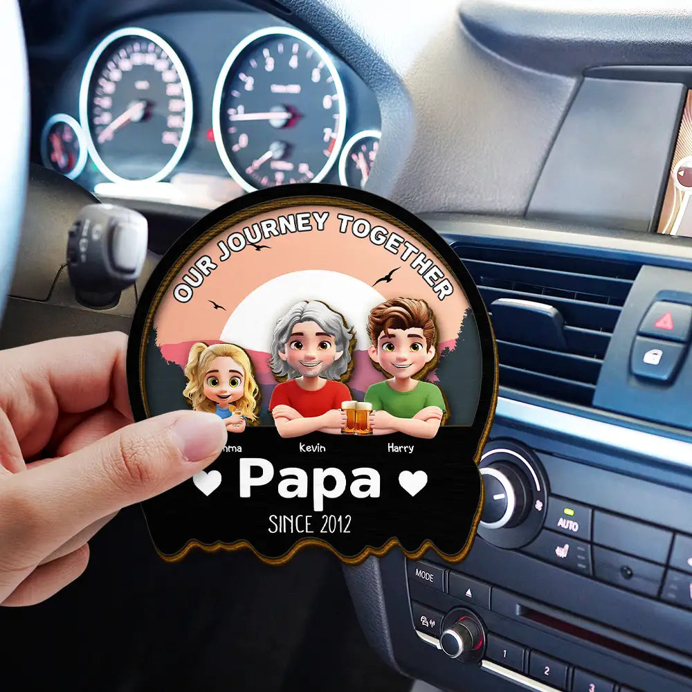 Our Journey Together - Personalized Custom Shaped Car Visor Clip for Dad Car Visor Clip PopCulturePrints