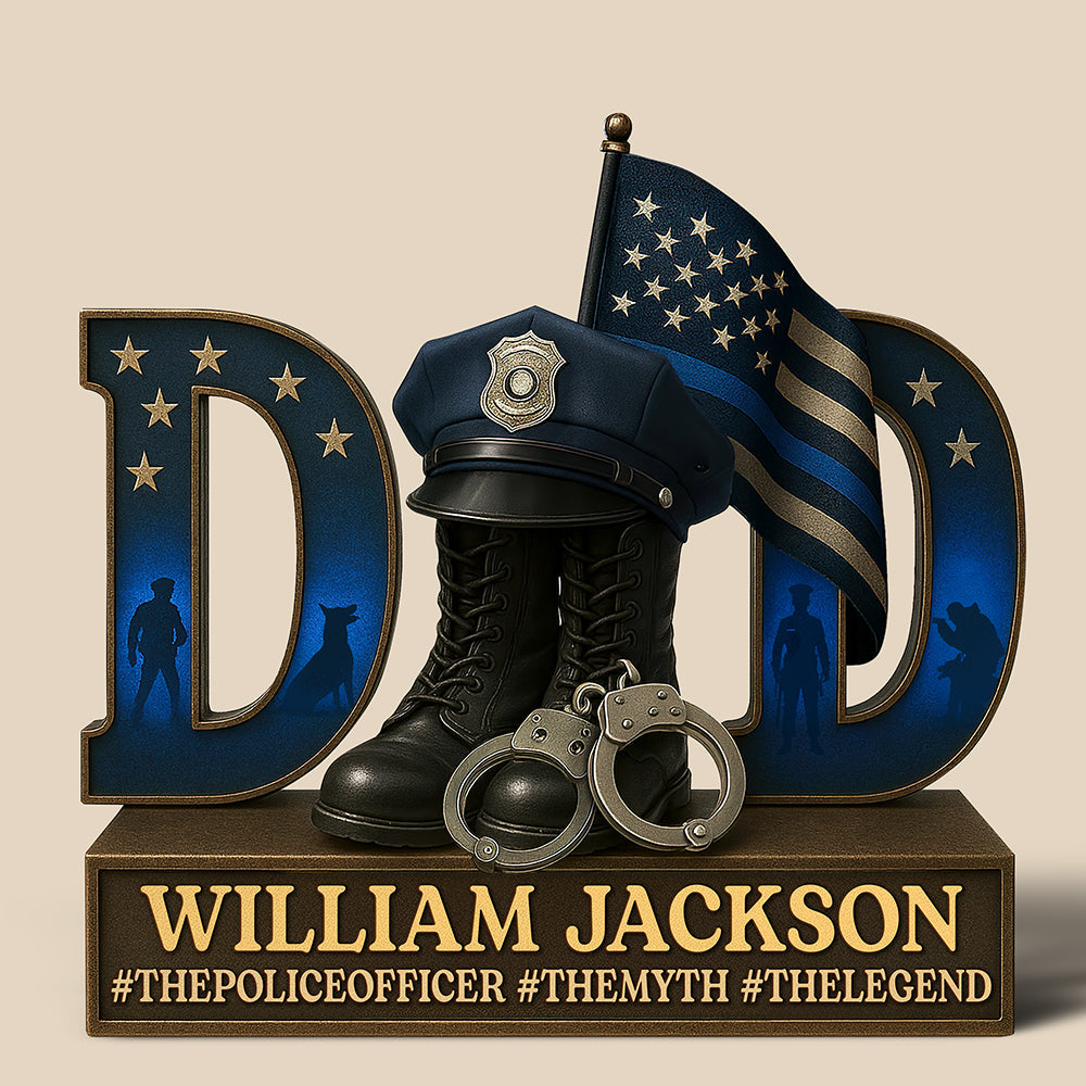 “Every Hero Needs a Story” - Hero Police Dad Acrylic Plaque - Personalized Gift for Dad, Grandpa, and Police Officers Shaped Plaques PopCulturePrints