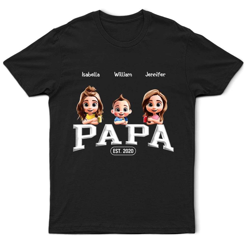 “Proud Papa: Personalized Fun with Kids’ Names” - Custom T-Shirt for Grandpa T-shirt PopCulturePrints