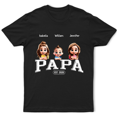 “Proud Papa: Personalized Fun with Kids’ Names” - Custom T-Shirt for Grandpa T-shirt PopCulturePrints
