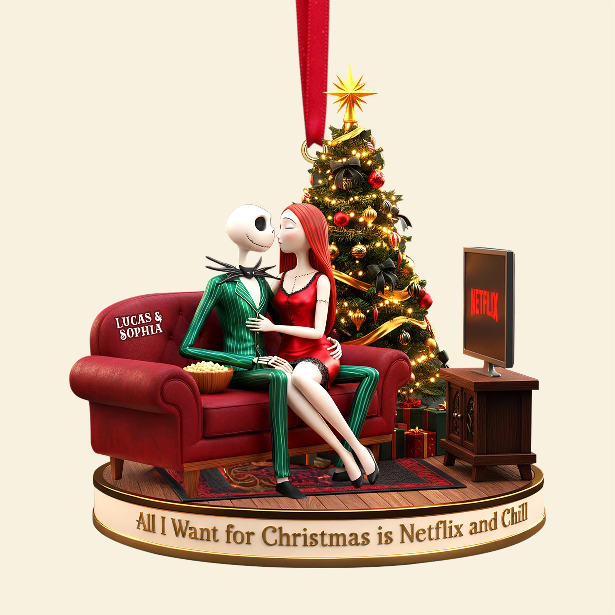 All I Want for Christmas is Netflix and Chill - Personalized Christmas Ornament for Couples Ornament PopCulturePrints