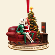 Load image into Gallery viewer, All I Want for Christmas is Netflix and Chill - Personalized Christmas Ornament for Couples Ornament PopCulturePrints
