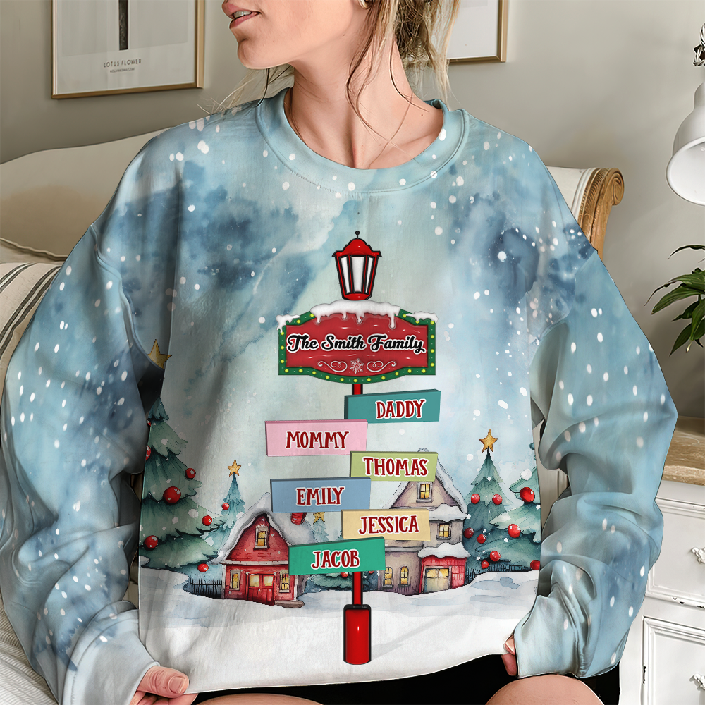 Custom Family Name 3D Sweatshirt - Holiday Edition