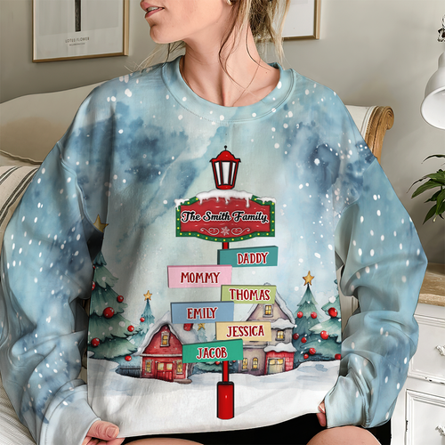 Custom Family Name 3D Sweatshirt - Holiday Edition AOP Products PopCulturePrints