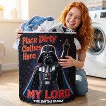 Load image into Gallery viewer, "Place Dirty Clothes Here" - Personalized Quilted Laundry Basket - Unique Gift for Star Wars Fans and Families
