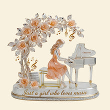 Load image into Gallery viewer, Just a Girl Who Loves Music - Personalized Girl Playing Piano Acrylic Plaque Shaped Plaques PopCulturePrints
