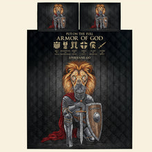 Load image into Gallery viewer, “Put on the Full Armor of God!” - Personalized Lion Warrior Quilt Bedding Set - Custom Gift for Spiritual Warriors, Faith Seekers, and Meaningful Occasions Bedding Set PopCulturePrints
