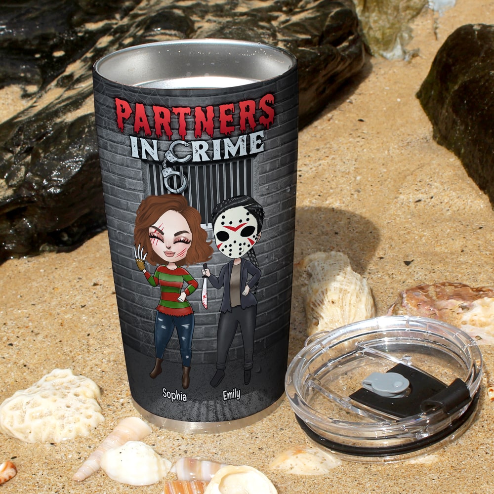 Partners in Crime Personalized Tumbler - Unique Gift For Best Friends Tumbler Cup PopCulturePrints