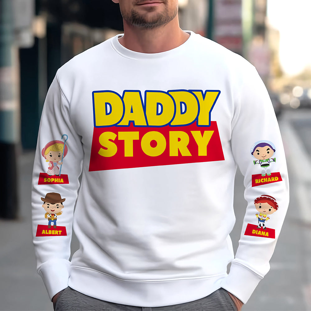 "Create Lasting Memories with Daddy Story Shirt" - Personalized Gift for Dad, Grandpa & Special Moments AOP Products PopCulturePrints