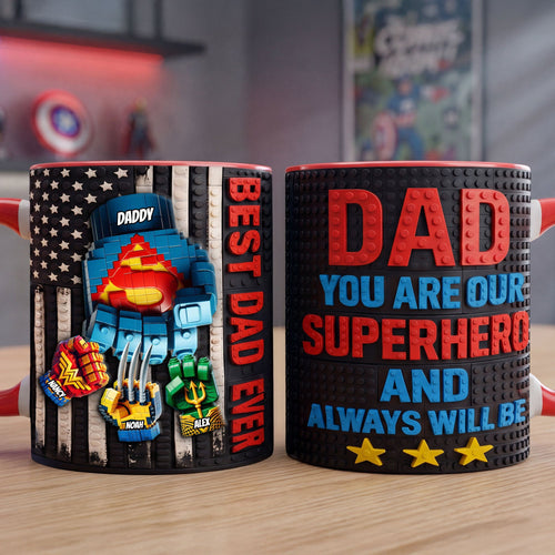 Best Dad Ever! Personalize Your Dad’s Little Crew Fist Bump Accent Mug - Unique Gift for Dads, Grandpas, and Father Figures Coffee Mug PopCulturePrints