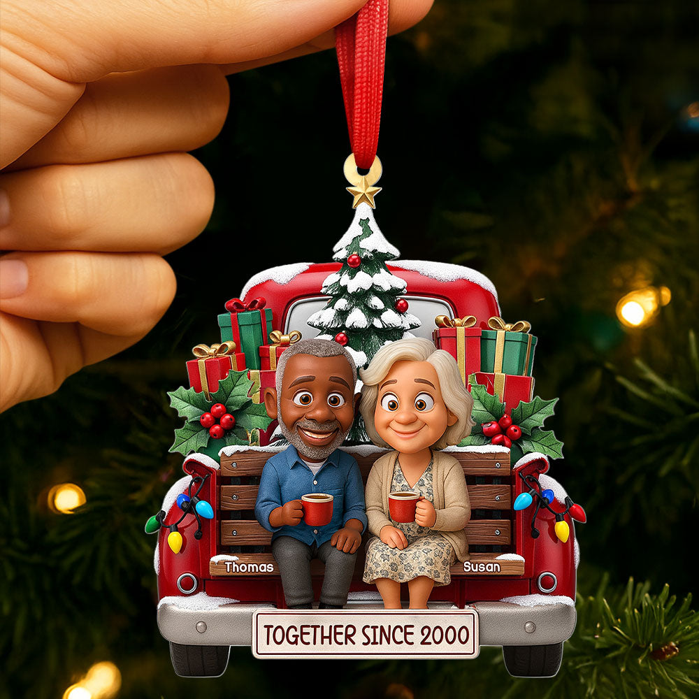 Together Since 2000: A Heartwarming Old Couple Truck Ornament - Custom Photo Gift for Couples Ornament PopCulturePrints