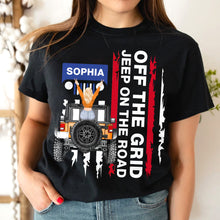 Load image into Gallery viewer, Personalized Off The Grid Jeep On The Road T-Shirt
