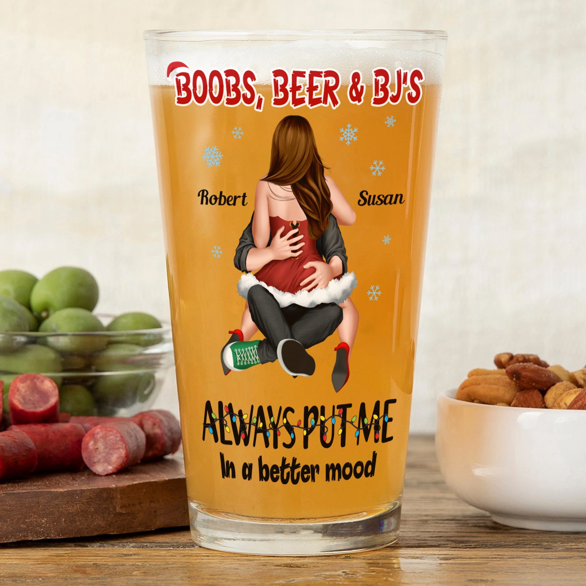 Personalized Naughty Couple Beer Glass - Fun Custom Gift for Couples Beer Glasses PopCulturePrints