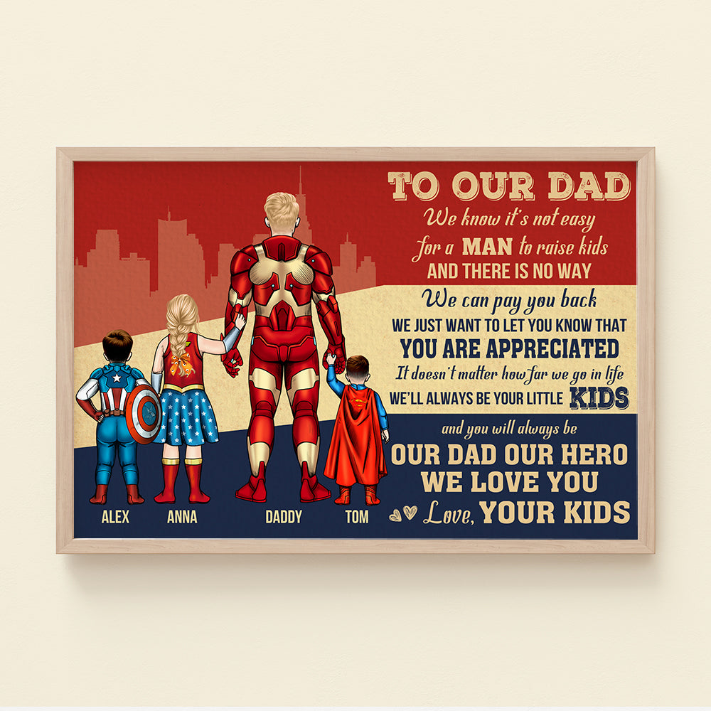 Hero Dad Personalized Canvas Print Poster & Canvas PopCulturePrints