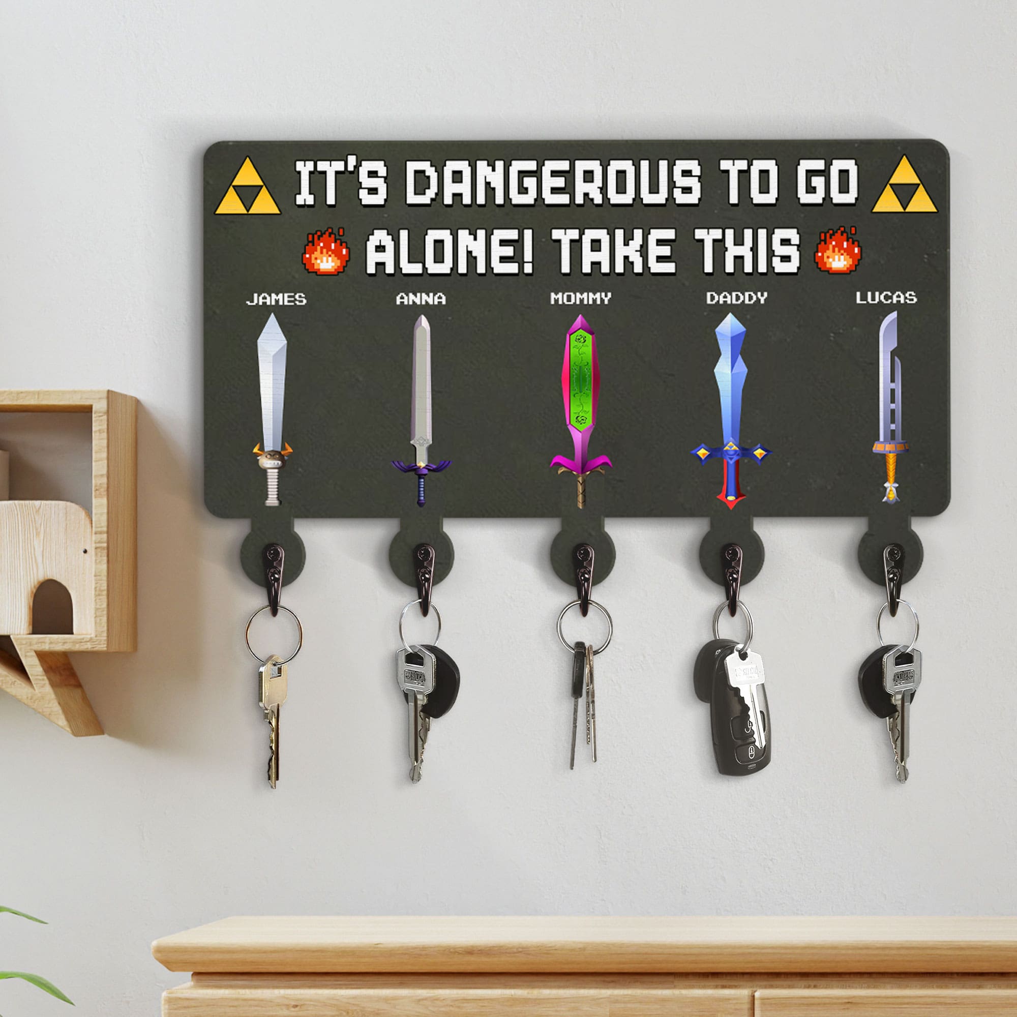 Personalized Family Key Hanger - Adventure Theme Wood Sign PopCulturePrints