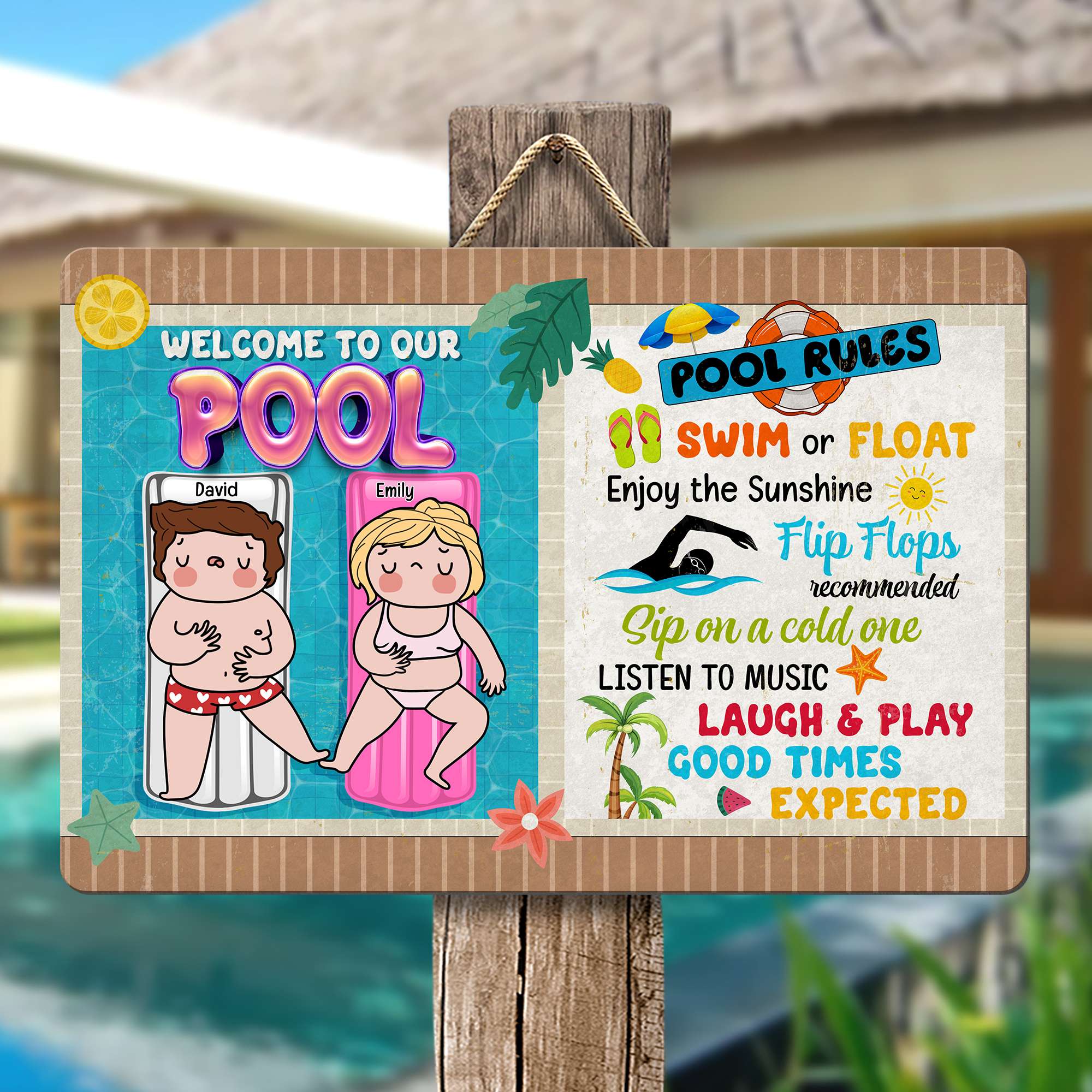 Personalized Pool Sign for Couples - Custom Metal Wall Art Metal Signs PopCulturePrints