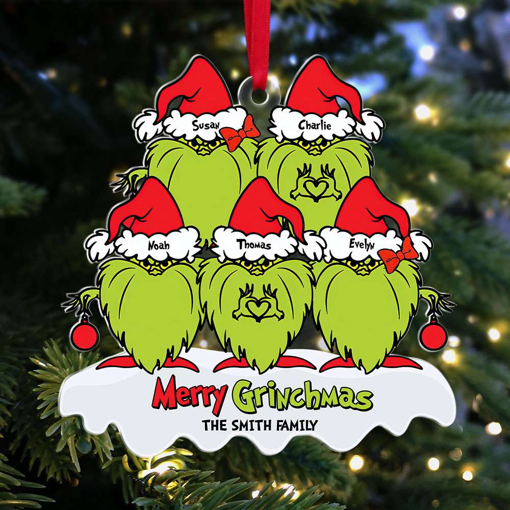 Personalized Grinch Family Christmas Ornament Ornament PopCulturePrints