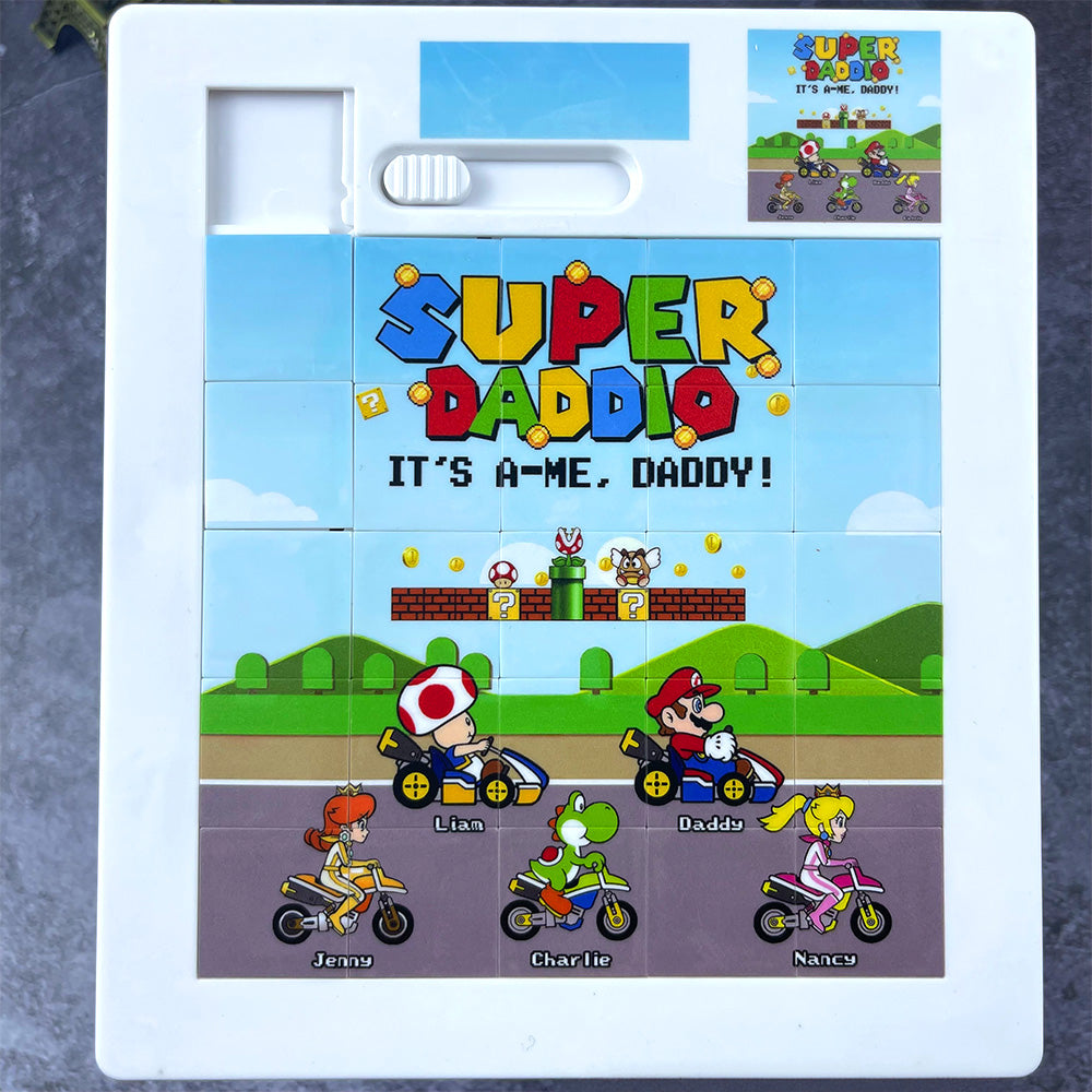 “It's-a-Me, Daddy! Celebrate Fatherhood” - Super Dad Sliding Puzzle - Personalized Gift for Dads, Grandpas, and More Sliding Puzzle PopCulturePrints
