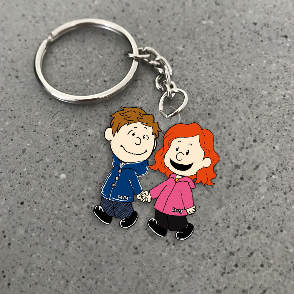 Custom Cartoon Couple Keychain | Personalized Valentine's Day Gifts Keychains PopCulturePrints