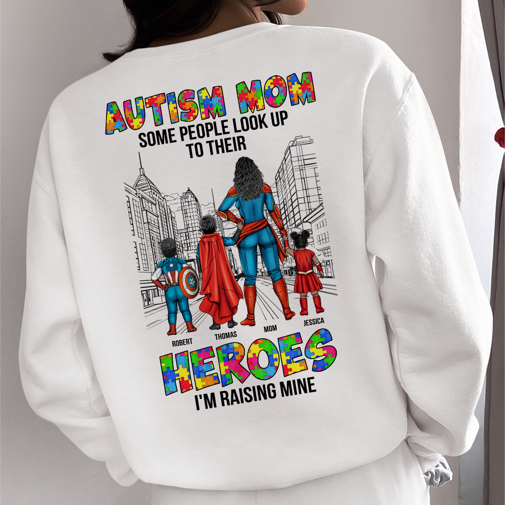 "Heroes I'm Raising" - Personalized Autism Mom Shirt - Custom Gifts for Moms and Grandmas Shirts PopCulturePrints