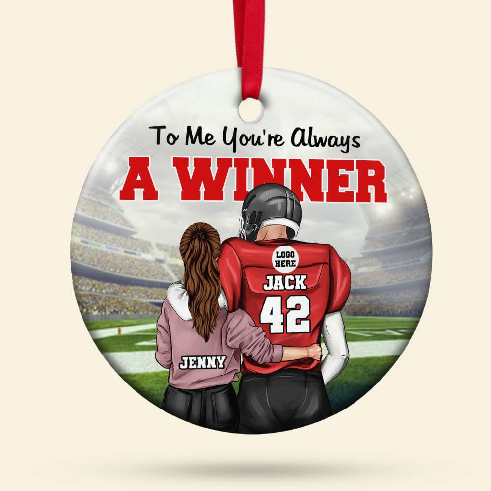 Personalized Football Couple Ceramic Ornament - You're Always a Winner Ornament PopCulturePrints