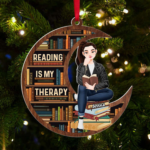 Custom Reading Therapy Ornament for Book Lovers Ornament PopCulturePrints