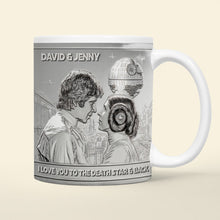 Load image into Gallery viewer, I Love You to the Death Star &amp; Back - Galaxy Couple Mug Coffee Mug PopCulturePrints
