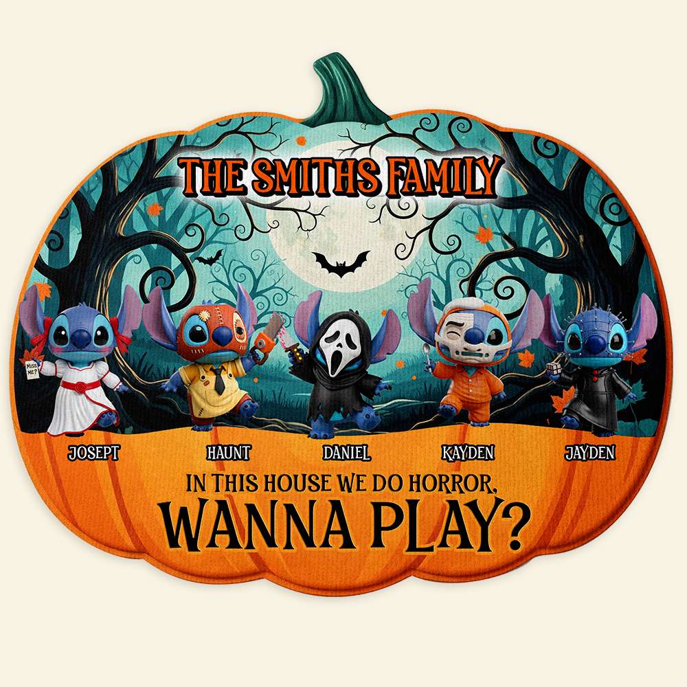 Cute Pumpkin Family Doormat - Personalized Decor for Halloween Lovers Doormat PopCulturePrints