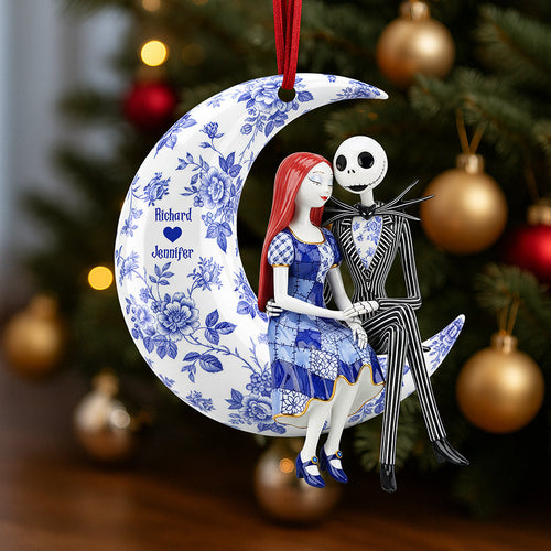 “Love You to the Moon and Back” – Personalized Romantic Moon Couple Ornament - Unique Custom Gifts for Couples, Friends, and Family Ornament PopCulturePrints