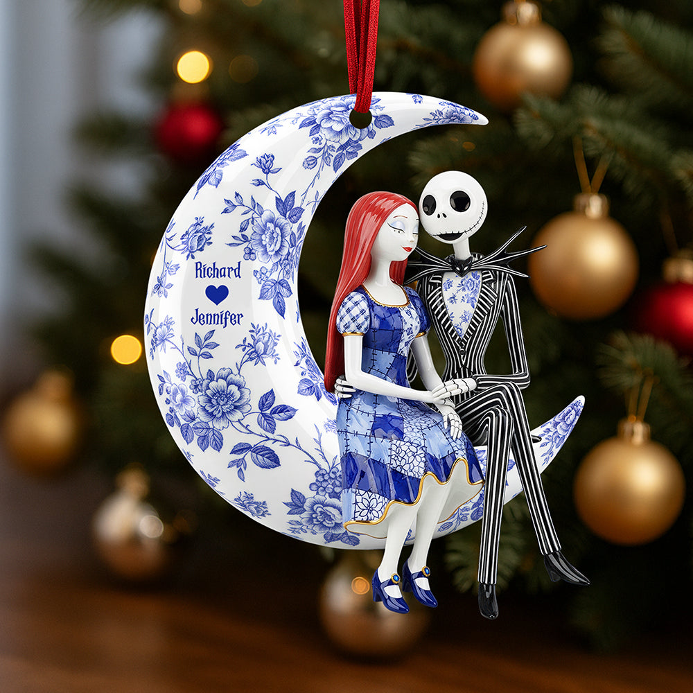 “Love You to the Moon and Back” – Personalized Romantic Moon Couple Ornament - Unique Custom Gifts for Couples, Friends, and Family Ornament PopCulturePrints