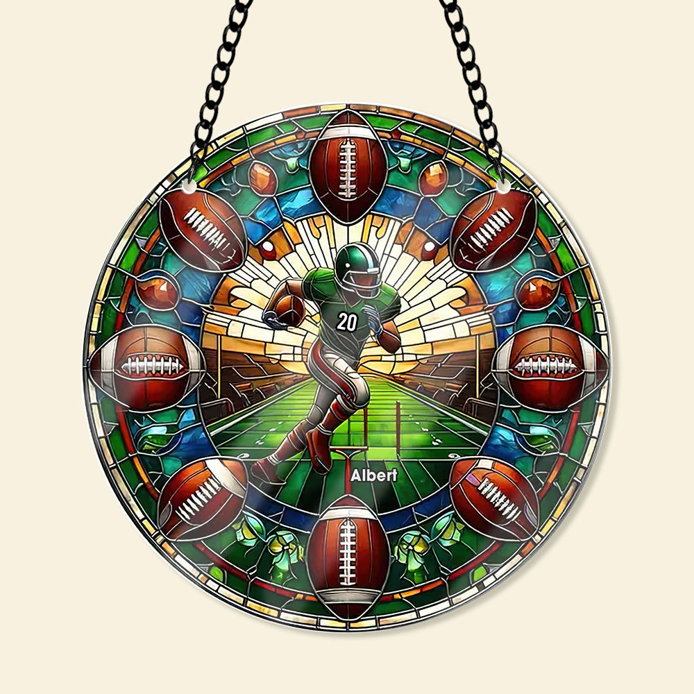 Personalized Football Lover's Suncatcher Ornament