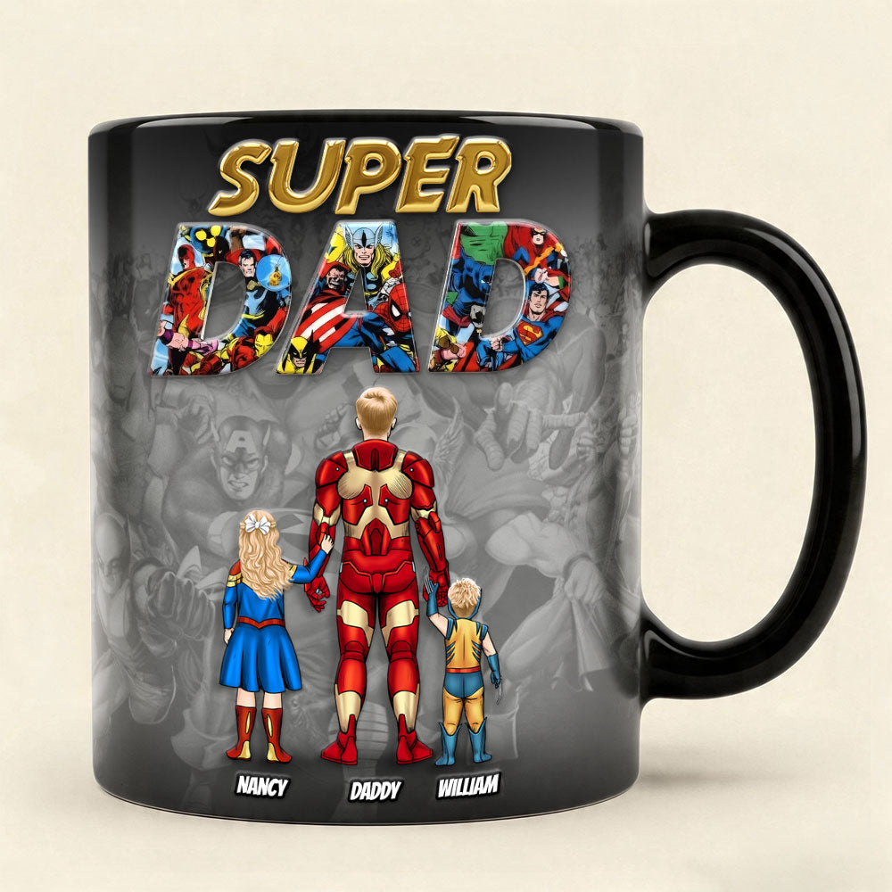 “Super Dad” - Personalized Magic Ceramic Coffee Mug Gift for Dad, Grandpa, or Father Figures Coffee Mug PopCulturePrints