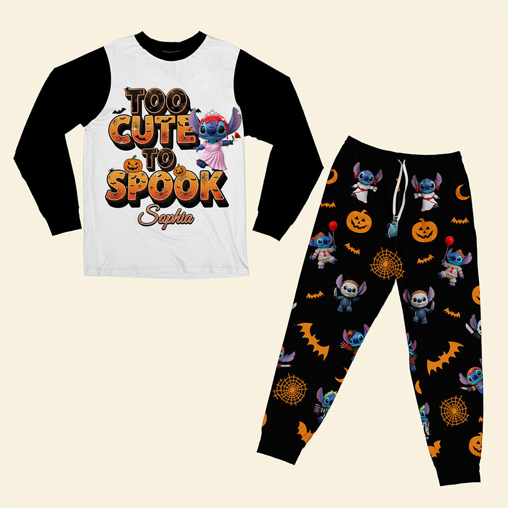 "Too Cute to Spook" - Personalized Halloween Pajama Set for Horror Lovers Pajama Set PopCulturePrints